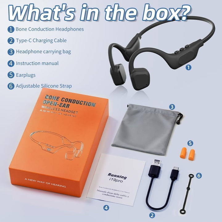 Knochenschall Kopfhörer, Open Ear Bluetooth 6.0 Kopfhörer Kabellos, 14 Std Wiedergabe Bone Conductio