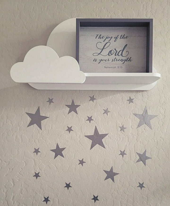 Set von 2 Happy Woody Cloud Wandregale für Kinderzimmer, Schweberegal aus Holz, Babyzimmer-Dekor, Ki