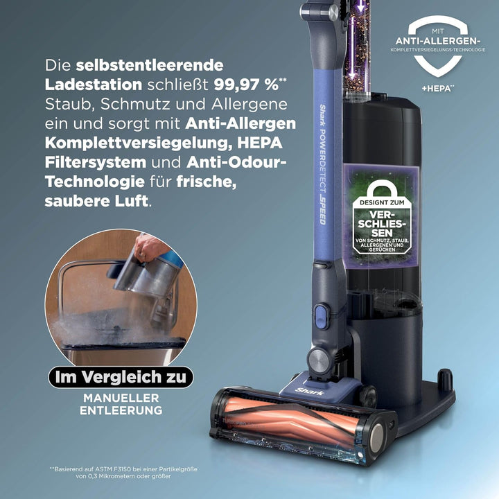 Shark Detect Speed Clean & Empty Pet Pro Akku-Staubsauger, Reverse Clean, bis zu 60 Minuten Laufzeit