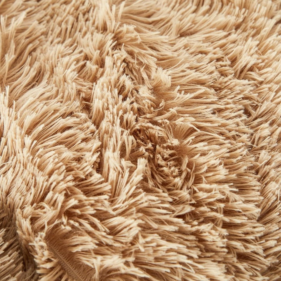 Freyamy Plüsch Bettwäsche 155x220cm Winter Khaki Langhaar Kunstfell Flanell Winterbettwäsche Samt Bi