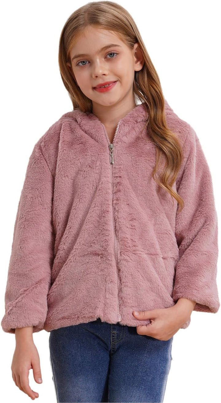 Oyolan Kinder Mädchen Kapuzenjacke Teddybär Fleecejack Winter Outwear Mantel Cartoon Sweatshirt Hood