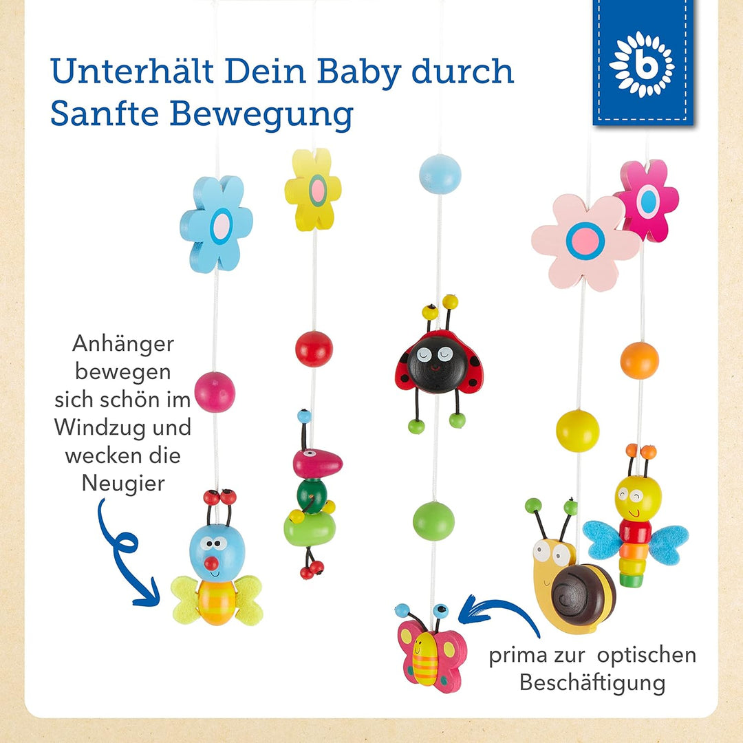 Bieco 3D Baby Mobile Ø ca. 26 cm | Edition Käferchen aus Holz | Mobile Baby Mädchen/Mobile Baby Jung