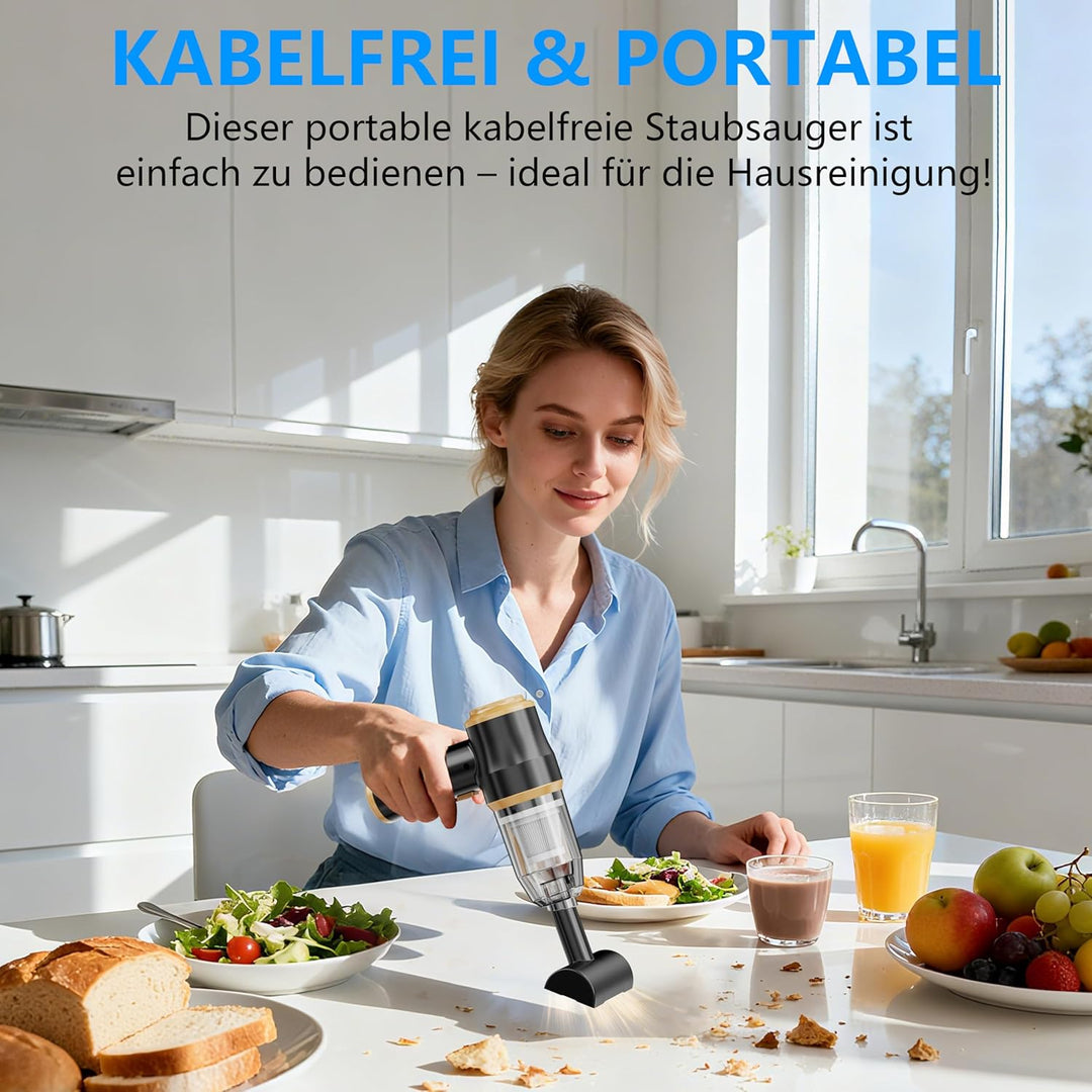 Mini-Auto-Staubsauger 15000 Pa – Tragbarer Kabelloser Handstaubsauger und Luftbläser mit 2 Filtern f