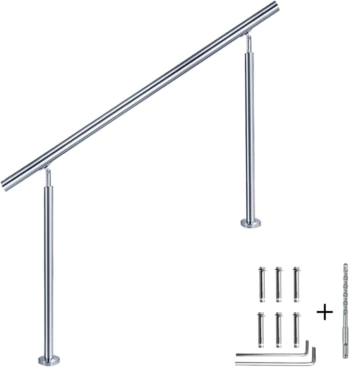 CAVATINY Edelstahl Handlauf Geländer für Treppen Brüstung Balkon mit ohne Querstreben - Innen und Au