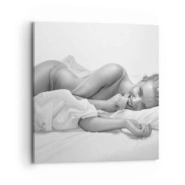 Bilder auf Leinwand 70x70cm Leinwandbild Weiblich mode modell posieren Gross Wanddeko Bild Schlafzim