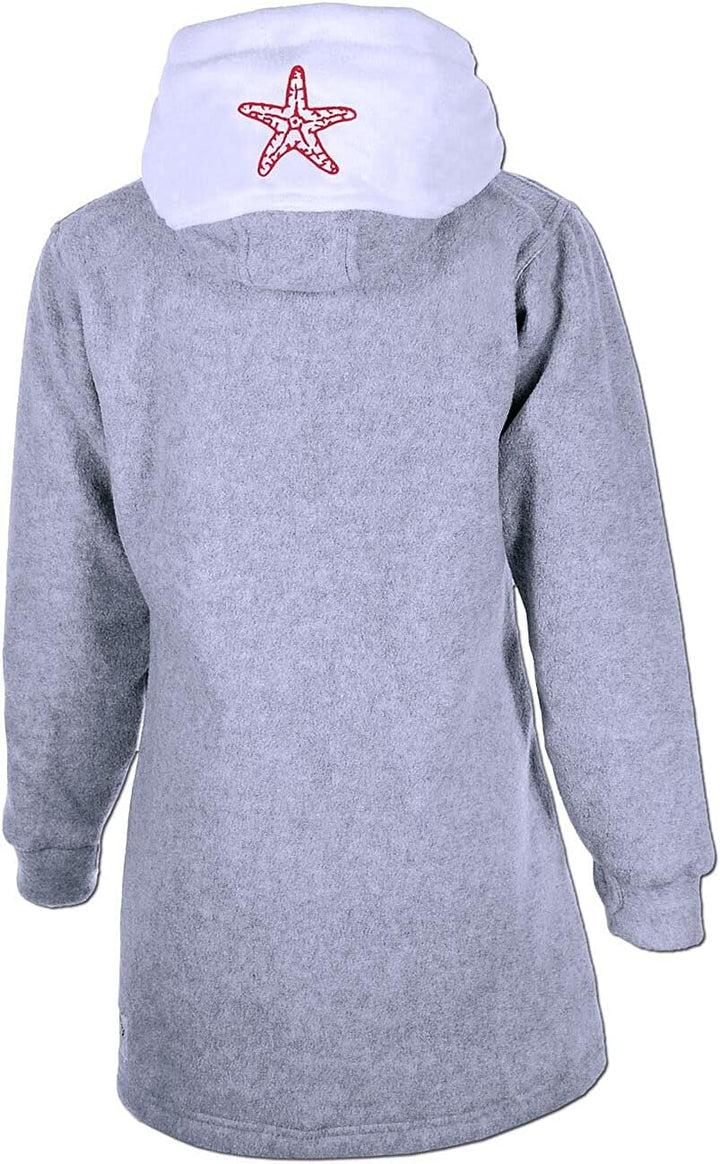 SEESTERN Kinder Kapuzen Fleecejacke Fleecemantel Fleece Sweatjacke 116-164/2106.gy Grau - Weiss - Ro