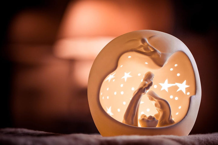 DARO DEKO Porzellan Kugel Krippe mit LED - 20cm