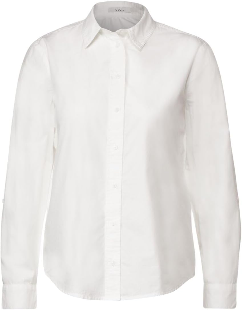 Cecil Damen Unifarbene Baumwollbluse L Vanilla White (Offwhite), L Vanilla White (Offwhite)