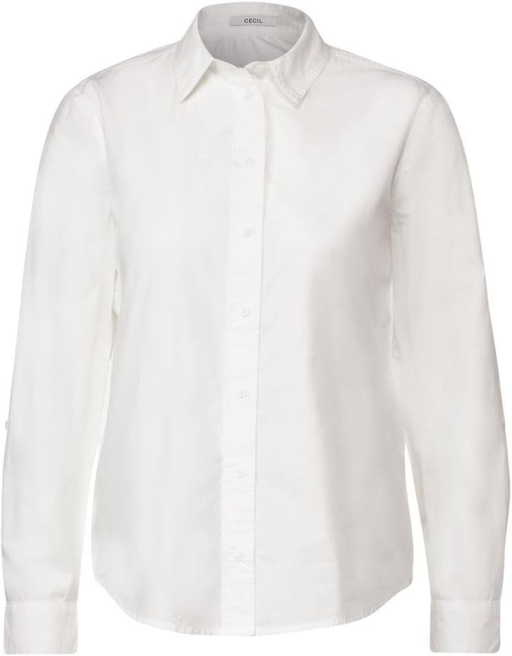 Cecil Damen Unifarbene Baumwollbluse L Vanilla White (Offwhite), L Vanilla White (Offwhite)