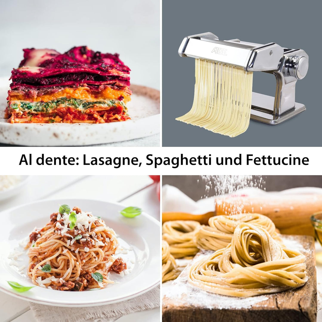 ADE manuelle Nudelmaschine KG2102 mit Zubehör Set (platzsparender Nudeltrockner aus Holz mit Reinigu