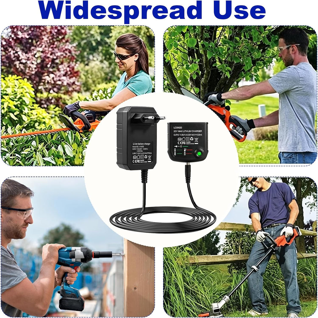 LCS1620 18V/20V Lithium-Ionen-Ladegerät für Black & Decker, Ersatzladegerät passend für 10,8V/14,4V/