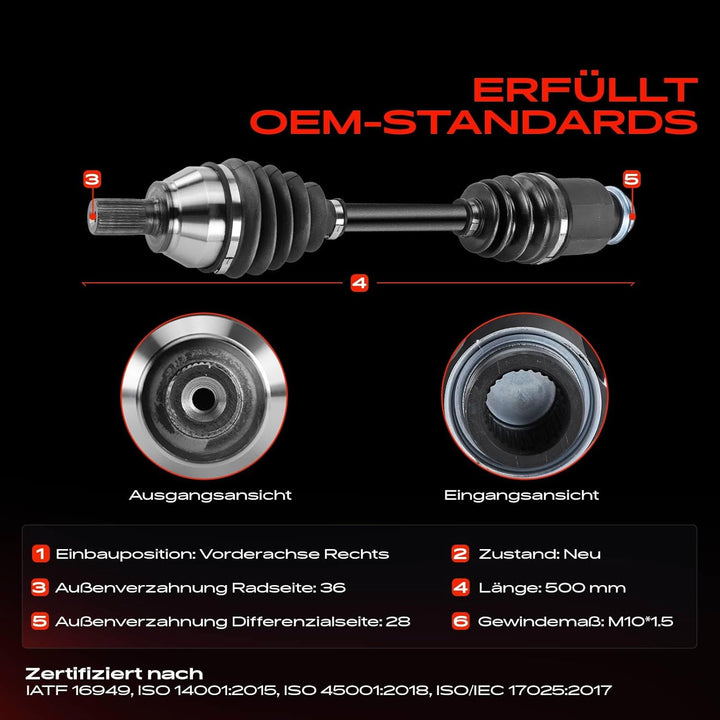 Frankberg Antriebswelle Vorne Rechts Kompatibel mit 3 BK 1.6L 2003-2005 3 Stufenheck BK 1.6L 2004-20
