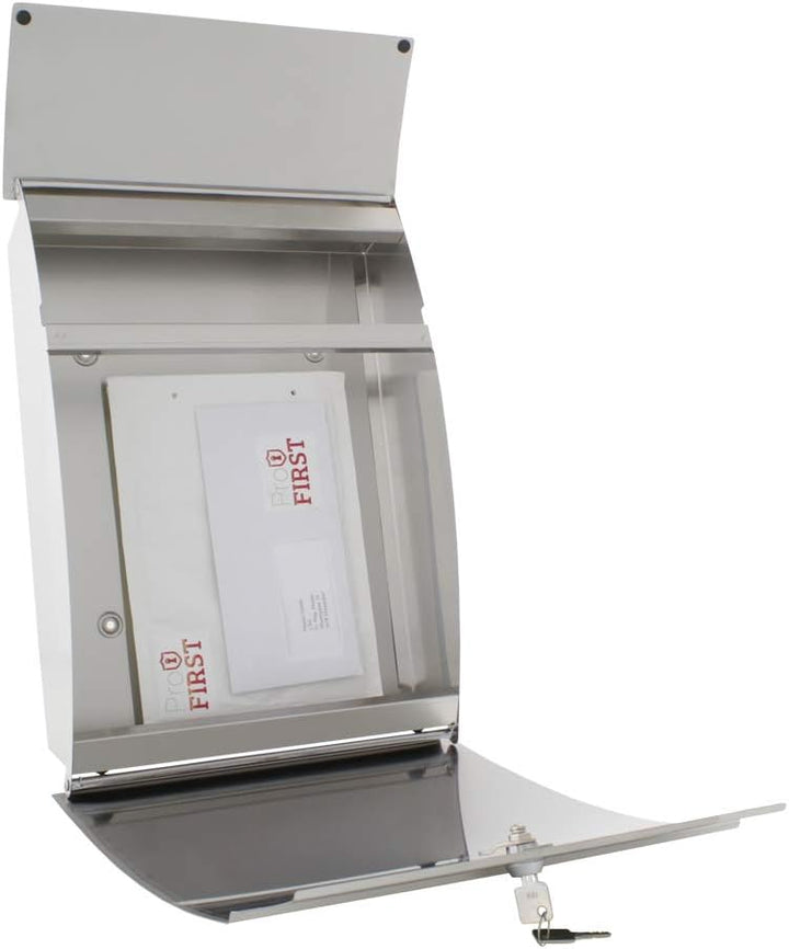 Profirst Mail PM 130 Briefkasten Zylinderschloss 2 Schlüssel Edelstahl HxBxT 445x320x105 mm Wandbrie