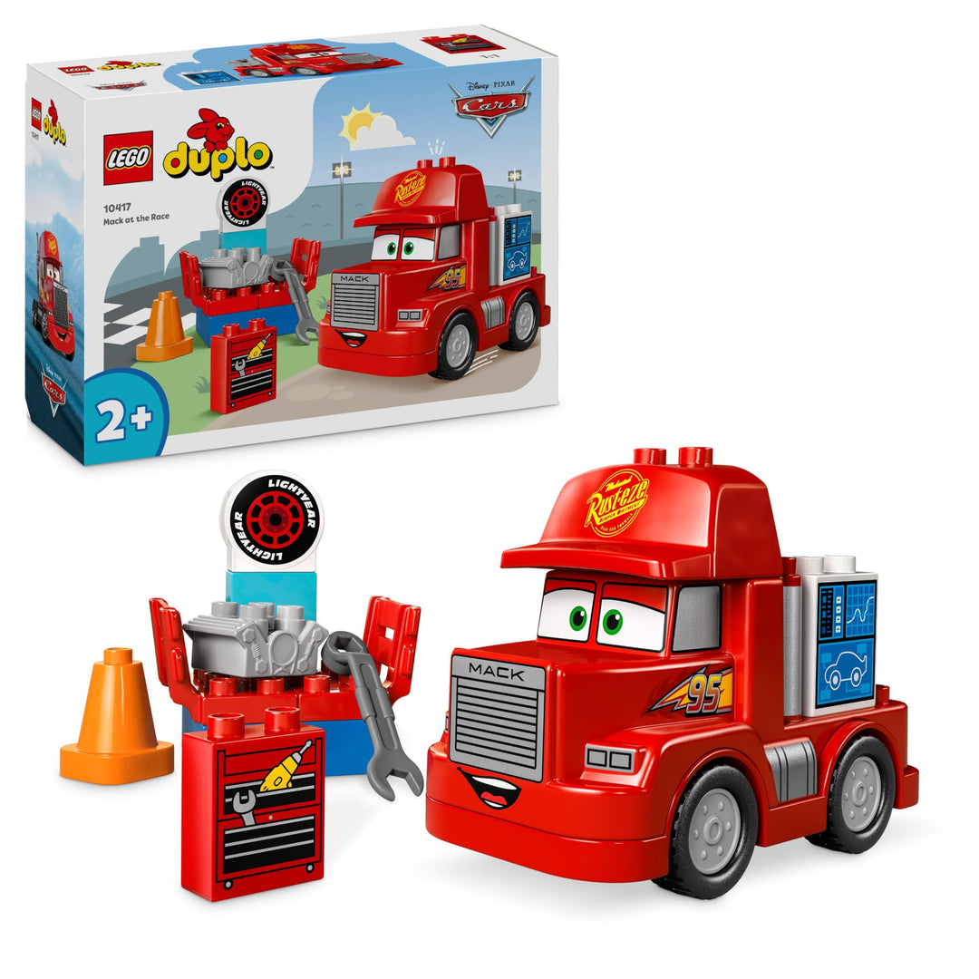 LEGO DUPLO | Disney and Pixar’s Cars Mack Truck beim Rennen, Auto-Set mit LKW-Spielzeug für Kleinkin