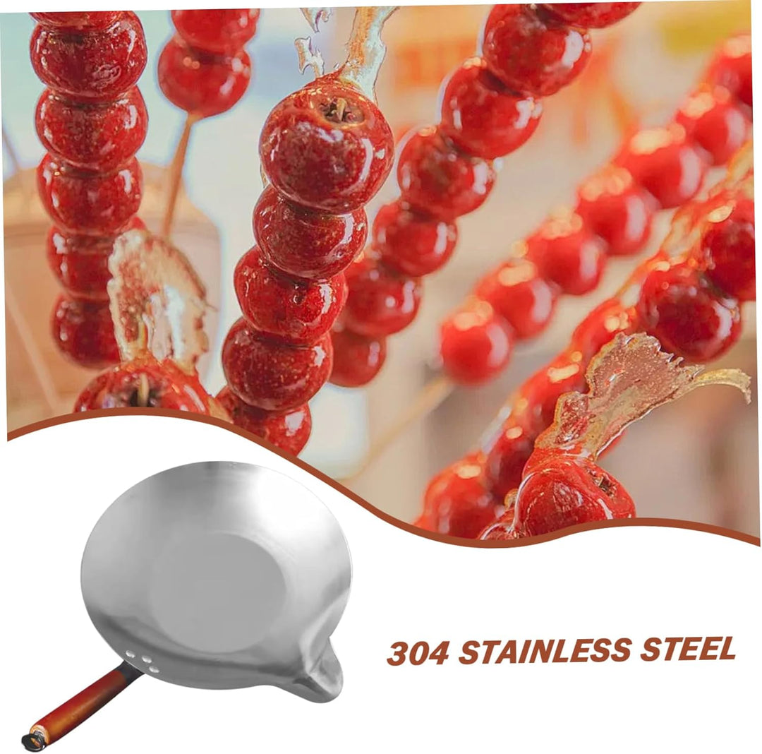 Candy Melting Pot Candy Melter mit V-Ausguss Gusseisen-Wok mit hitzebeständigem Griff Edelstahl Tang