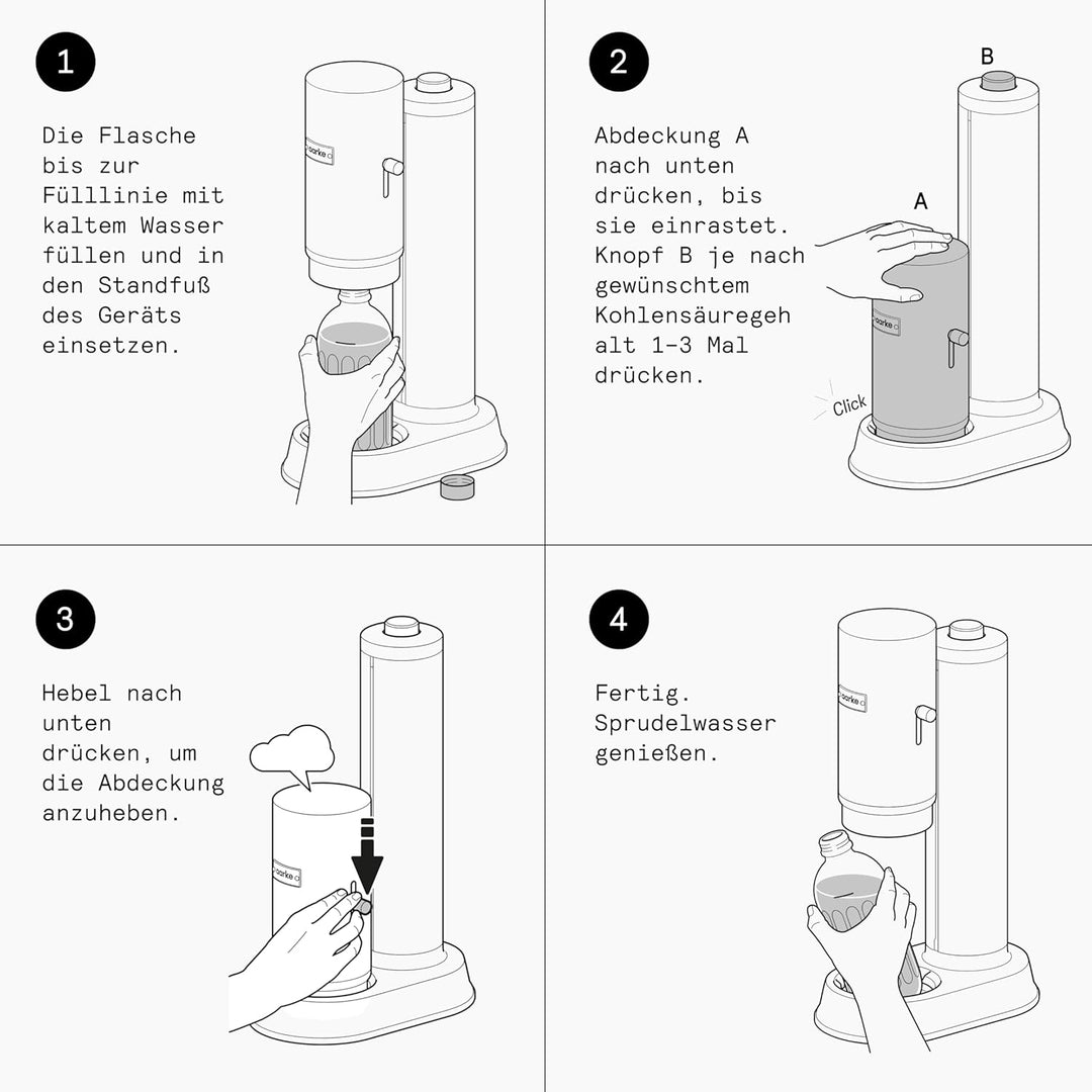 Aarke Carbonator Pro, Wassersprudler mit Glasflasche, Sand Finish, Sand