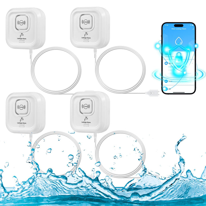 Wassermelder, Wassermelder WLAN 100 dB Lauter Wassersensor, Wassermelder mit Smart Life App Fernbedi