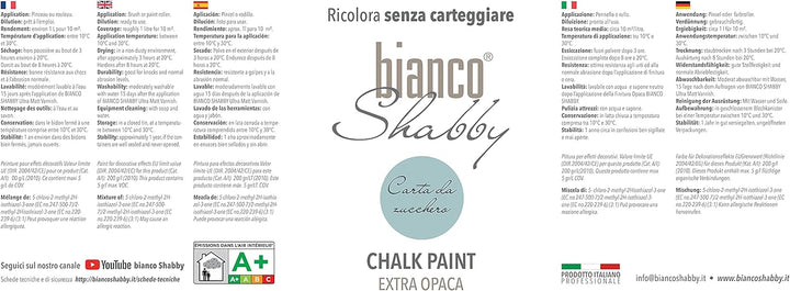 bianco Shabby® Carta da Zucchero Kreidefarbe Wasserbasis für Alle Oberflächen einfach zu verarbeiten