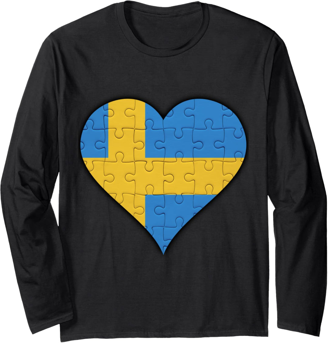 Schweden Schwedische Flagge Herz Langarmshirt