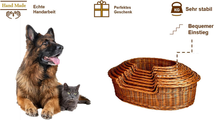 Katzenliege, Hundeliege, Katzenbett, Hundebett Haustier Sofa Liege Bett aus Weide K5-100-7 (BTH 68cm