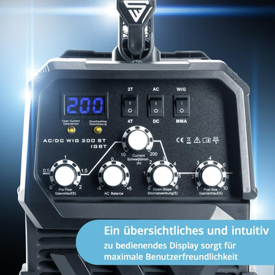 STAHLWERK AC/DC WIG 200 ST IGBT Kombi Schweissgerät mit 200 Ampere WIG MMA, Aluminium Schweissen, 7