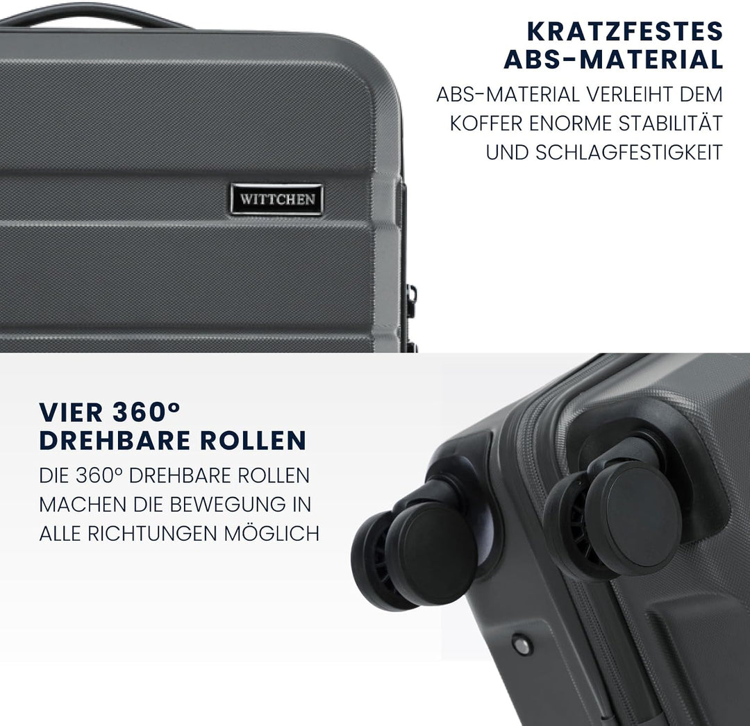 WITTCHEN COMODO Line Koffer Handgepäck Gepäck-Set aus ABS Teleskopgriff TSA Schloss 4 Doppelräder Du