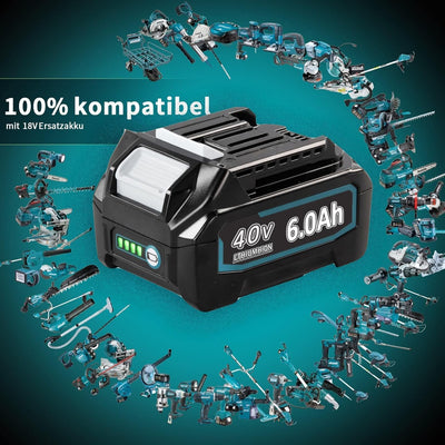 2X 40V 6.0Ah/6000mAh Ersatzakku für Makita Akku BL4060B Li-Ion BL4050B BL4060B BL1850B BL1860 BL1850