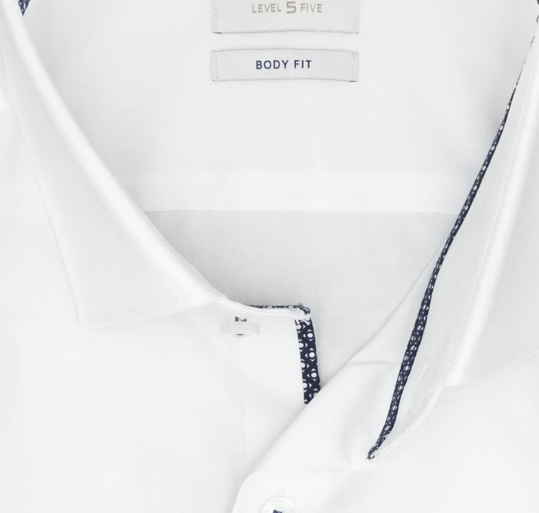 OLYMP Herren Oberhemd Langarm Level Five,Einfarbig,Body fit,Royal Kent 44 Weiss(00), 44 Weiss(00)