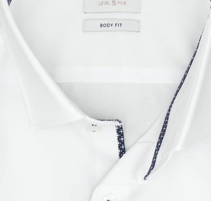 OLYMP Herren Oberhemd Langarm Level Five,Einfarbig,Body fit,Royal Kent 44 Weiss(00), 44 Weiss(00)