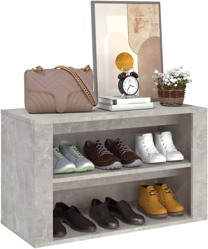 FIRBNUS Schuhregal Betongrau 75x35x45 cm Holzwerkstoff Schuhorganizer Schuhaufbewahrung Schuhschrank