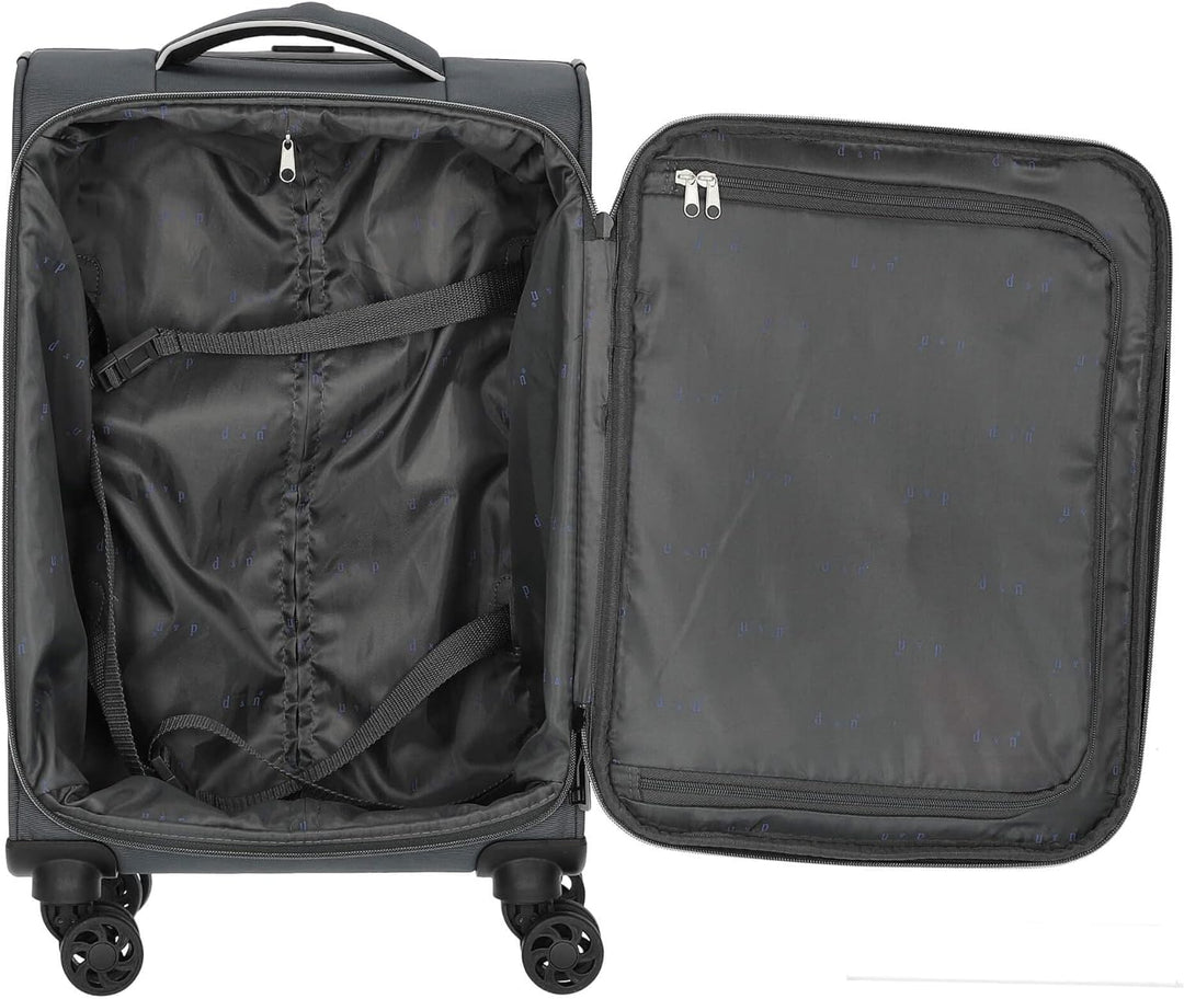 D&N Travel Line 9204-4-Rollen-Kabinentrolley S 55 cm grau, Grau