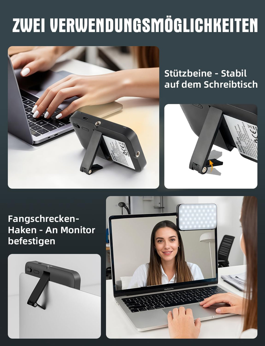 YOHOOLYO Selfie Licht Handy mit Weichem Diffusor und Ständer 2500K-9500K CRI 95+ Rechargeable Fotoli