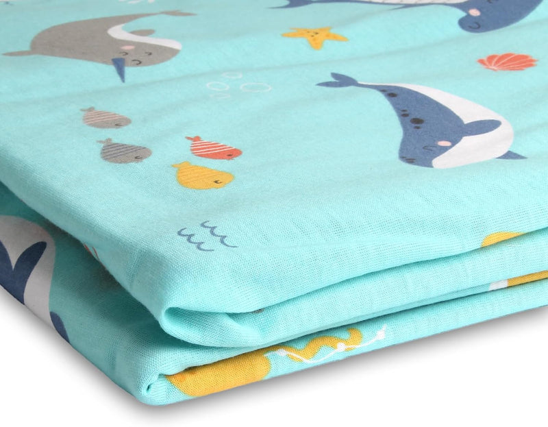 schlummersack Kinder Bettwäsche Set 100x135 Meerestiere aus 100% Baumwolle, Wendbar, mit Reissversch