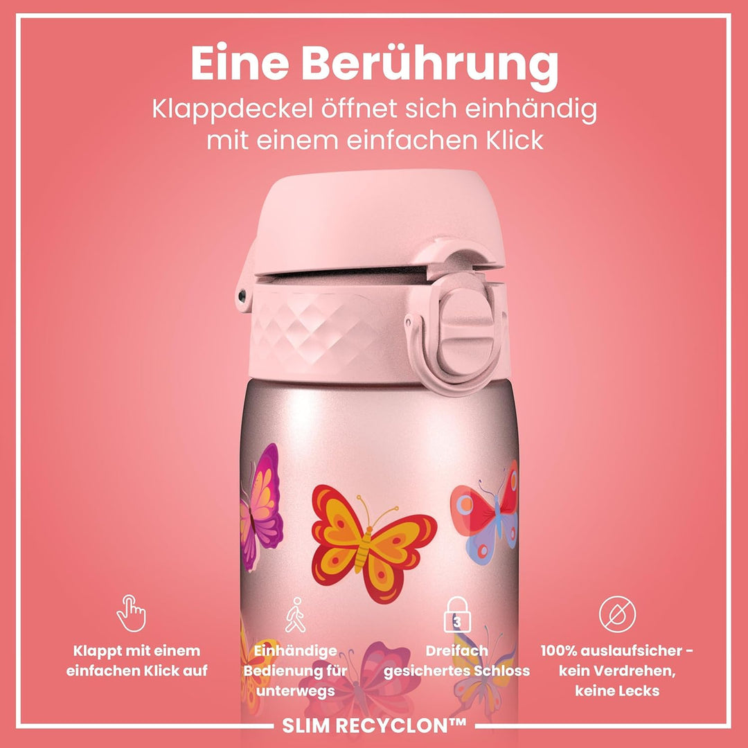 Ion8 Kinder Trinkflasche, Auslaufsicher, Einhandöffnung, Sichere Verriegelung, Spülmaschinenfest, BP