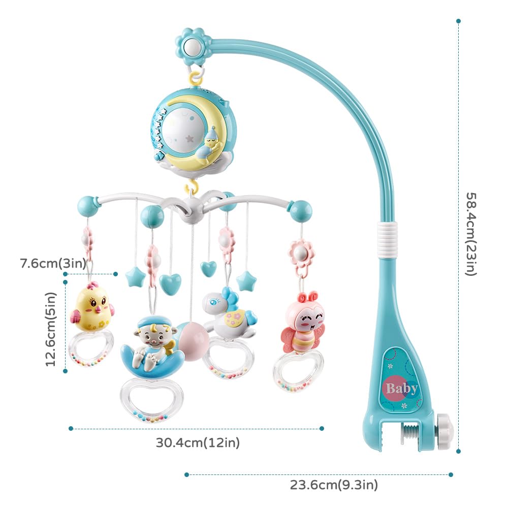 Mini Tudou Baby Mobile, Babybett mit Musik und Licht, Timing-Funktion, Projektor, Fernsteuerung, Bab
