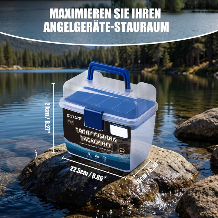 Goture Forellen-Angel-Set – All-in-One tragbare Köderbox Angelköder-Set mit herausnehmbaren Fächern,