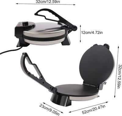 SABUIDDS Electric Tortilla Presse Ø 32CM Maismehl Presse für hausgemachte Tortillas, Antihaftbeschic