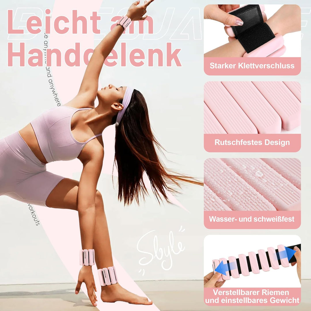 BECOJADDE Gewichtsmanschetten fuss 0.45 KG / 0.9 KG Je Gewichte für Beine und Arme Set 2 Ankle Weigh