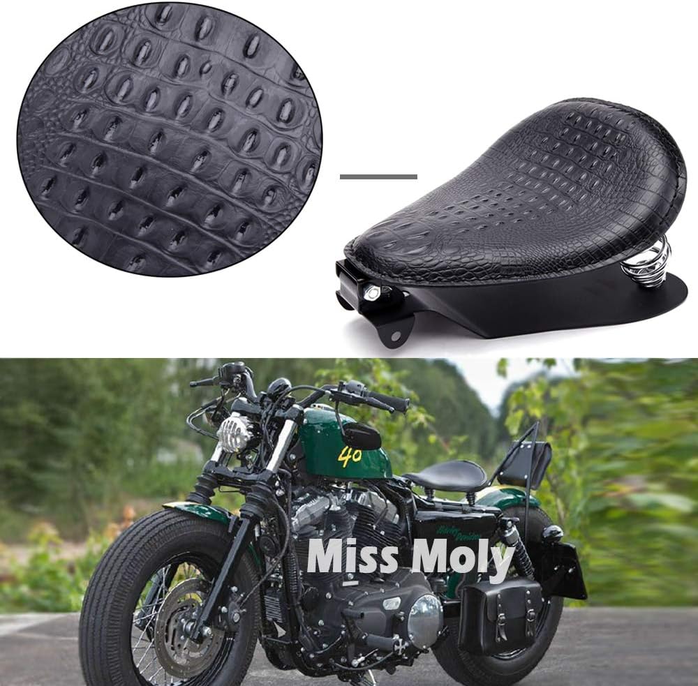 Motorrad Bobber Sitz, Krokodil Leder Motorrad Solo Sitz für Sportster XL1200 883 48 Dyna Softail Cus