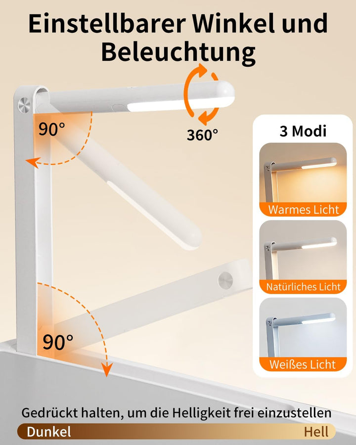 Laptoptisch Betttisch mit LED Lampe,Klappbar Laptop Tisch Höhenverstellbar Lapdesk für Bett Tablettt