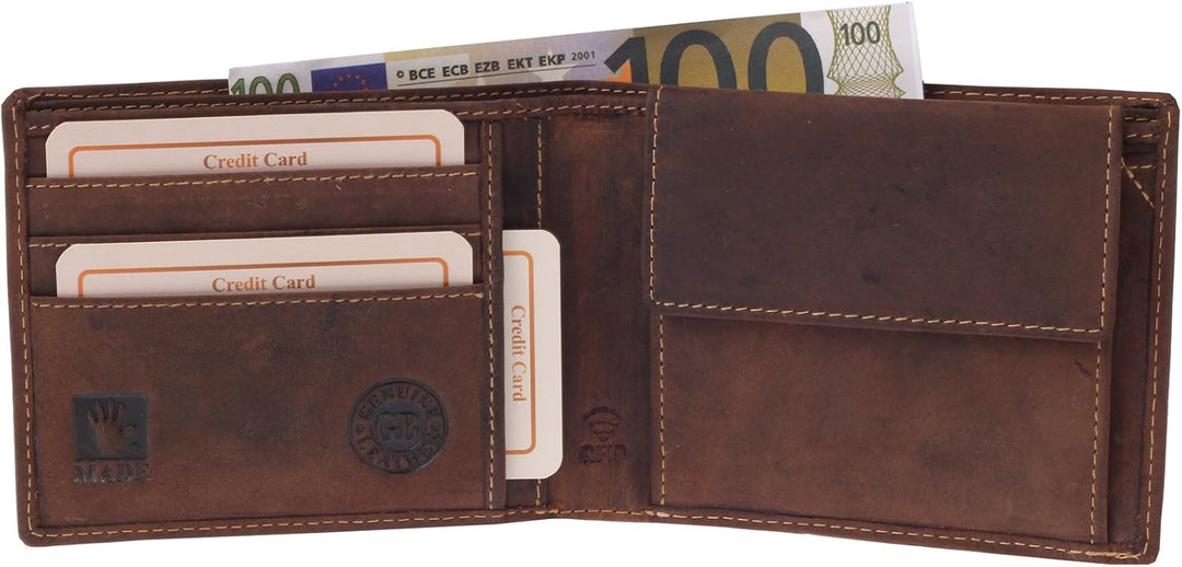 Greenburry Vintage RFID Geldbeutel Leder Geldbörse braun