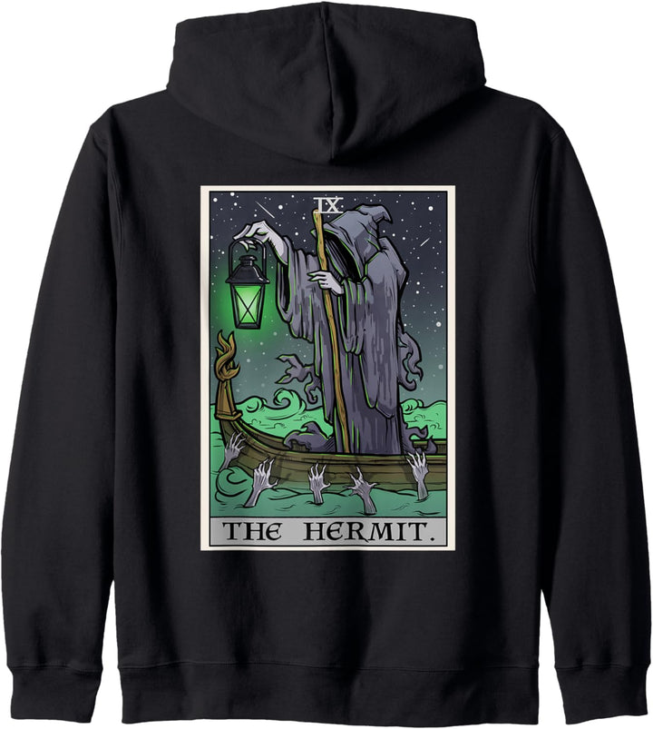 Tarotkarte für den Einsiedler, Gothic, Halloween, Sensenmann, Horror Kapuzenjacke