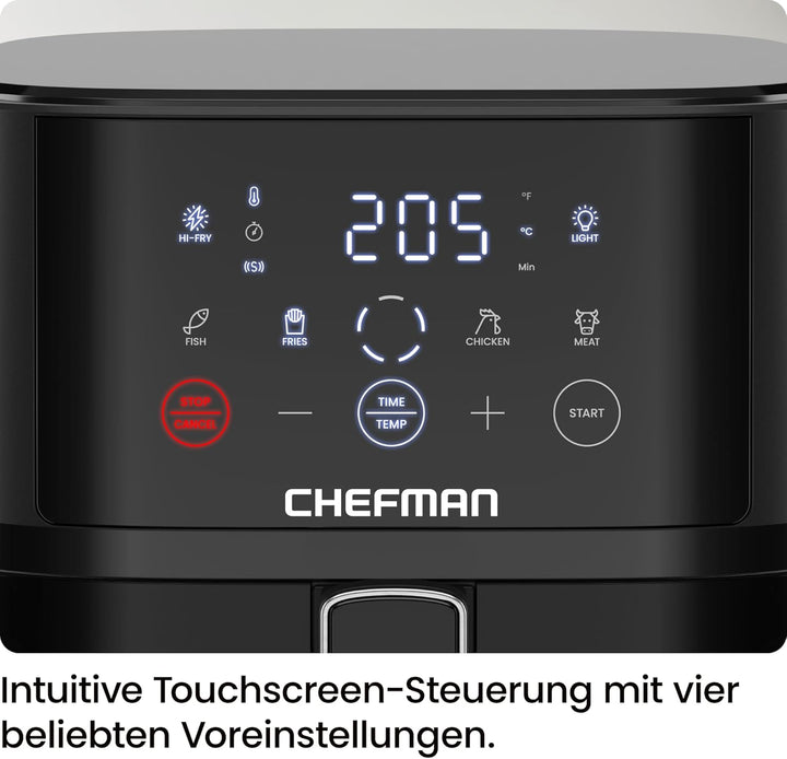 Chefman Heissluftfritteuse - 3,75 l kompakte Heissluftfritteuse für schnelle Mahlzeiten, mit Hi-Fry