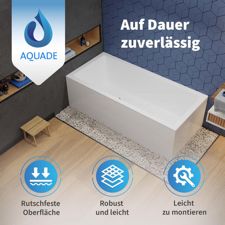 AQUADE Acryl Badewanne 180x90 cm Modell: Wolfsburg Hergеstellt in Dеutschland - Weiss Badewannen Kom
