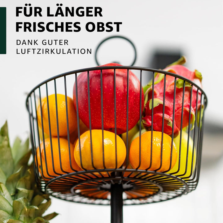 DEKOFY® Obst Etagere Schwarz - Obstkorb in zeitlosem Design - Obstschale Schwarz - Obstkorb Etagere