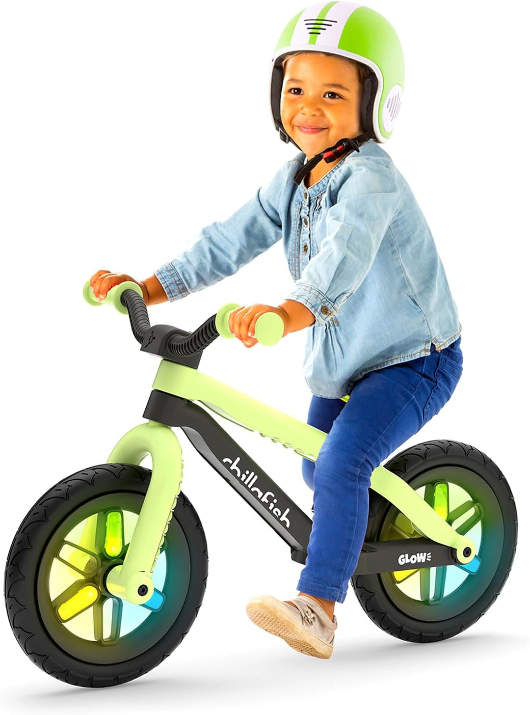 Chillafish BMXIE Laufrad, 12 Zoll Kinderlaufrad mit Bremse, Leuchträdern, als Motorrad Version oder
