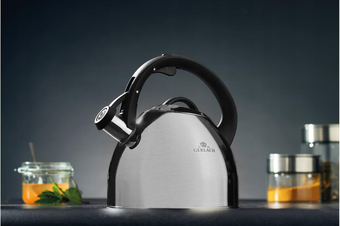 Gerlach Ambiente Plus Wasserkessel 2,8 L Aus Edelstahl Flötenkessel Pfeifkessel Für Induktion Gasher