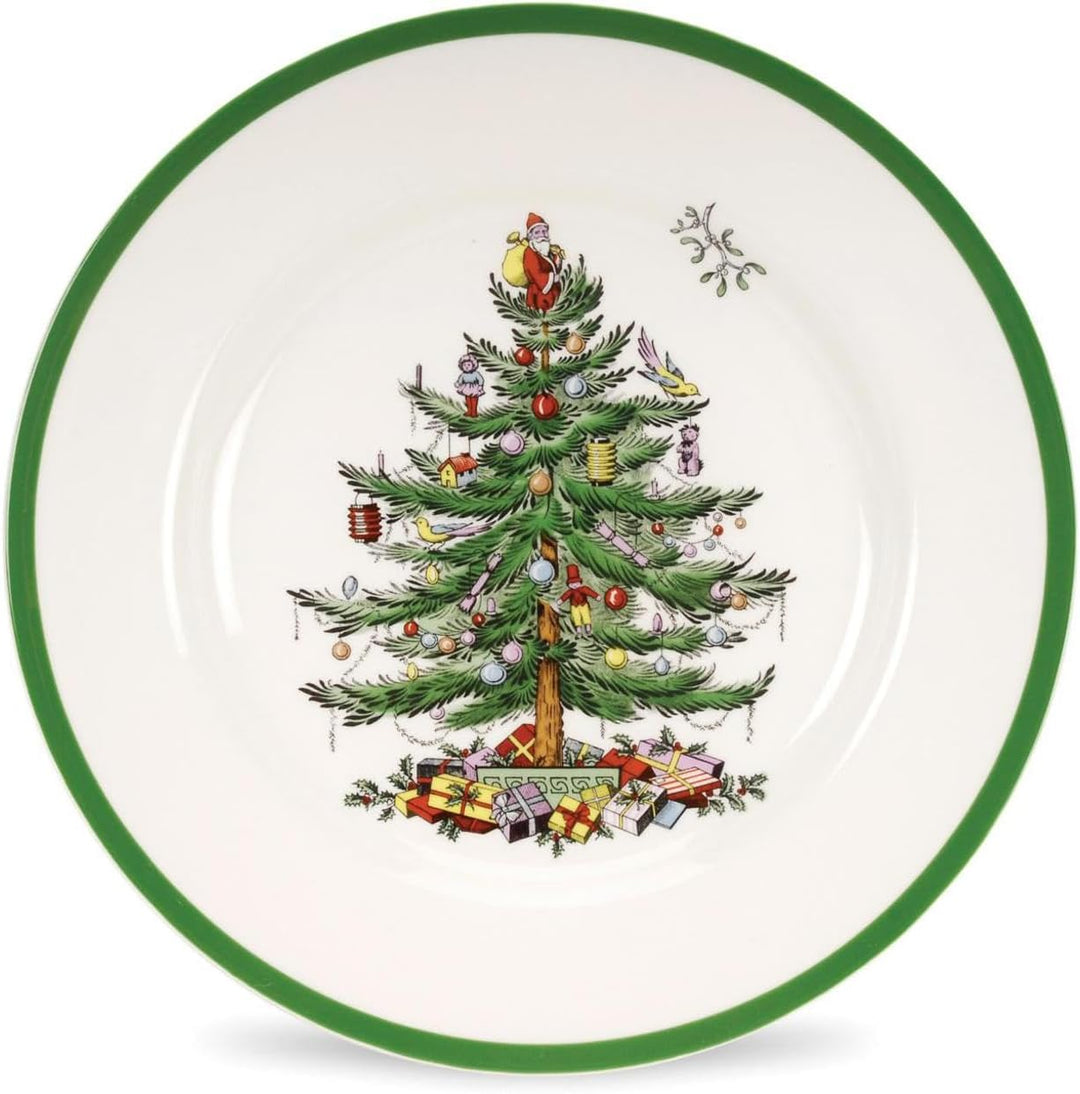 Spode Christmas Tree 25,4 cm Essteller-Set mit 4 Stück – Geschirr im Weihnachtsdesign (grün)