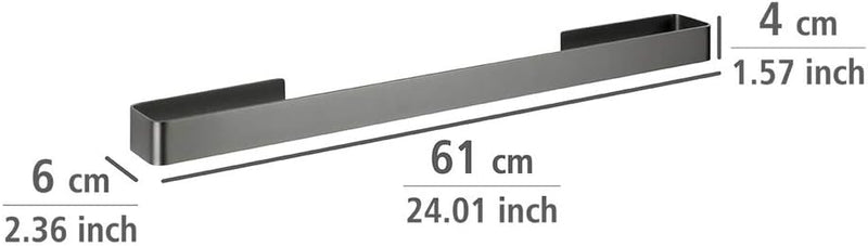 WENKO Badetuchstange Montella, Befestigung mit Strip-it Spezial-Klebepad, 61 x 4 x 6 cm, Anthrazit 4