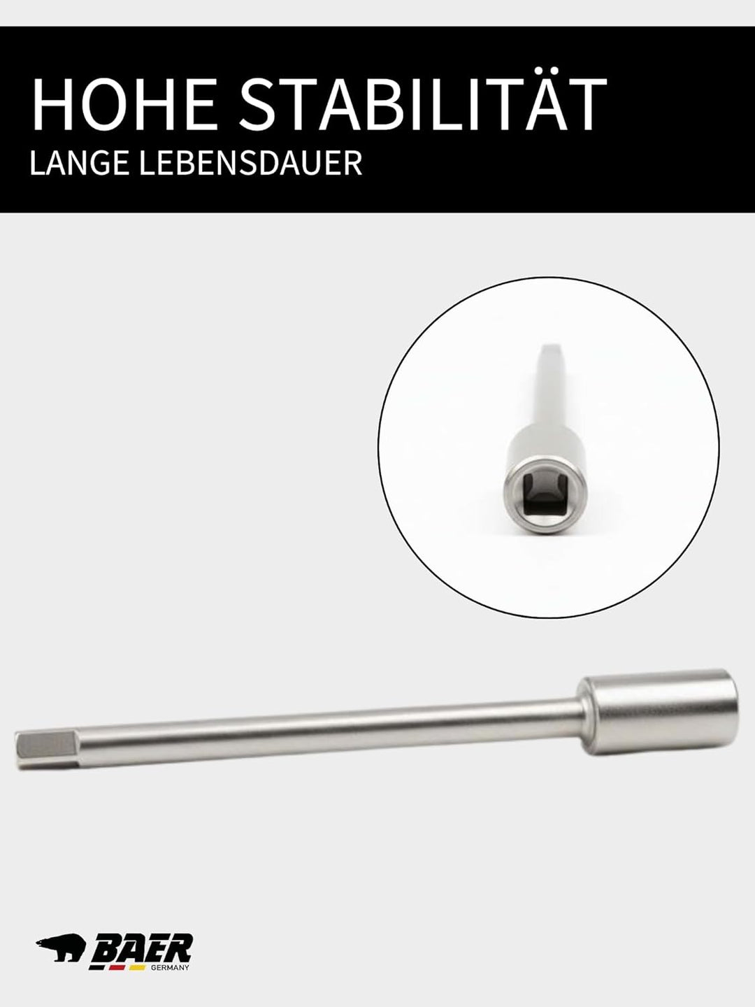 BAER Verlängerung für Vierkant 9,0mm | M 14-16 - Vierkantverlängerung - für Vierkantwerkzeuge nach D